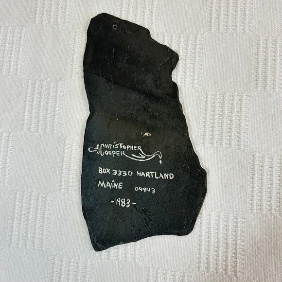 Vintage Apple Blossom Hand Painted Slate Christopher Cooper 1983 9" x 5" Maine - Picture 5 of 8